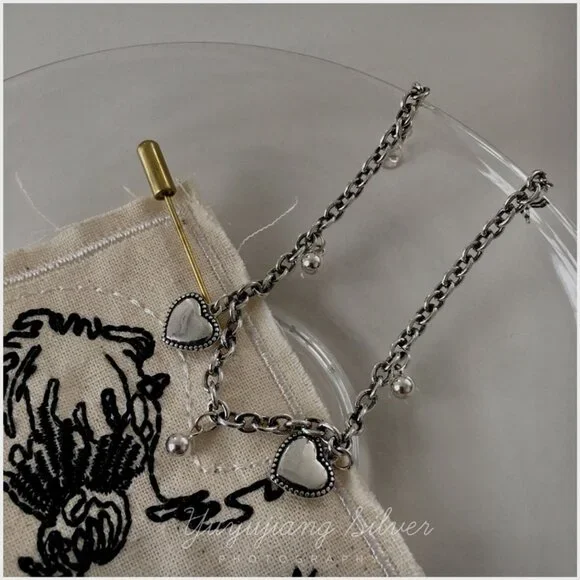 #NEW 925 Sterling Silver Vintage Heart Bead Bracelet - Picture 8 of 11